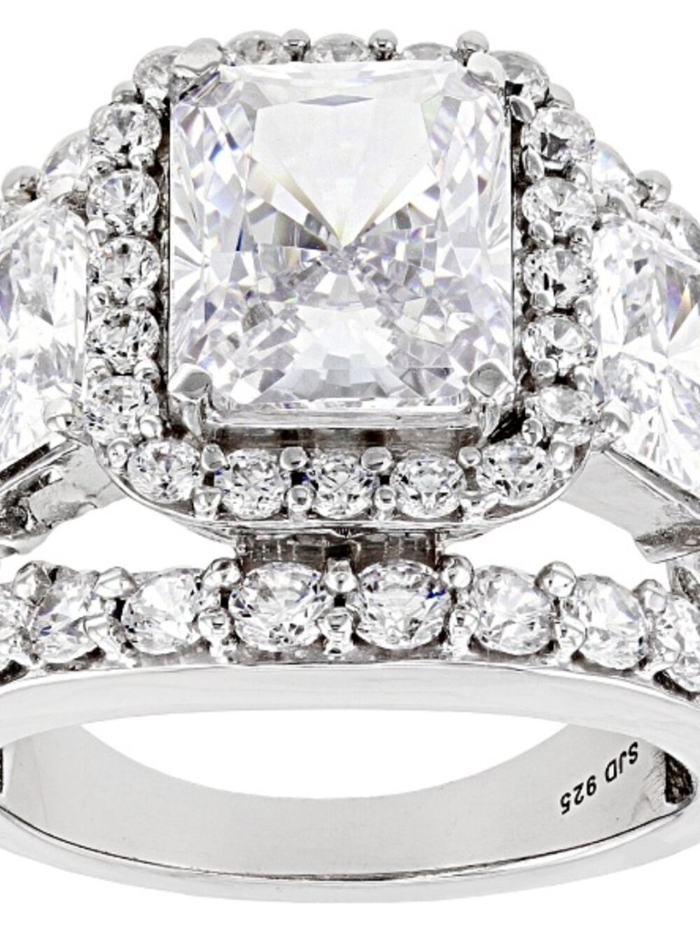 White Cubic Zirconia Platinum Over Sterling Silver Ring 13.40ctw. Sz.10 LNC